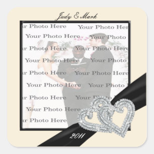 Elegant Diamond Zwart Lint Vierkante Stickers