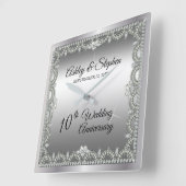 Elegant Diamonds 10th Wedding Jubileum Vierkante Klok (Hoek)