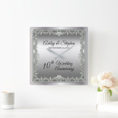 Elegant Diamonds 10th Wedding Jubileum Vierkante Klok (Huis)