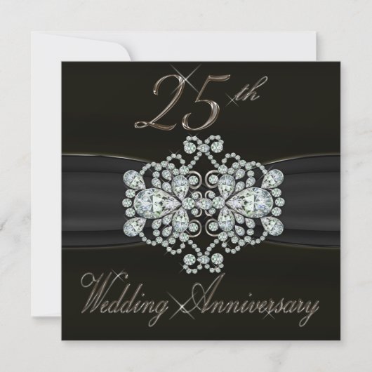 Elegant Diamonds 25th Silver Wedding Jubileum Kaart (Voorkant)
