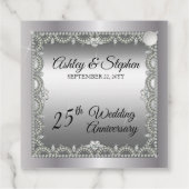 Elegant Diamonds 25th Wedding Jubileum Bedankjes Labels (Achterkant)