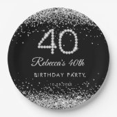 Elegant Diamonds 40ste Verjaardag Party Papier Bor Papieren Bordje (Voorkant)