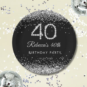 Elegant Diamonds 40ste Verjaardag Party Papier Bor Papieren Bordje