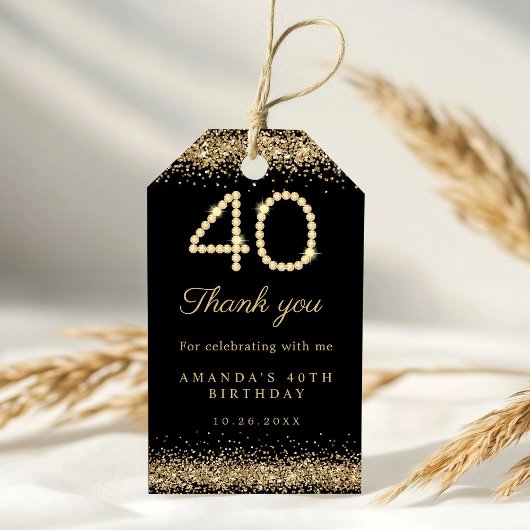 Elegant Diamonds 40th Birthday Party Thank you  Cadeaulabel