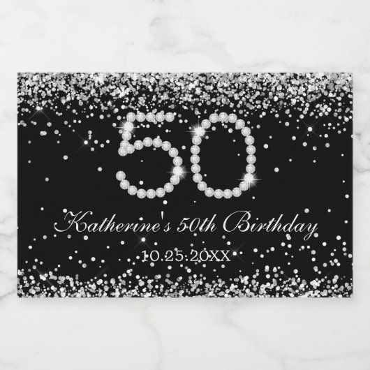 Elegant Diamonds 50ste verjaardag Party Favoriet Sparkling Wijnetiket (Enkel label)