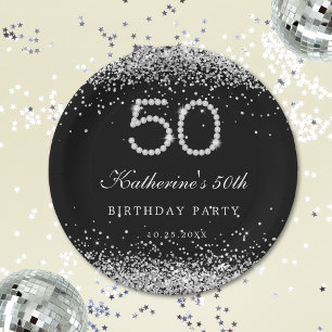 Elegant Diamonds 50ste Verjaardag Party Papier Bor Papieren Bordje