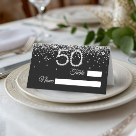 Elegant Diamonds 50th Birthday Party Place Card Plaatskaartje