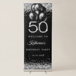 Elegant Diamonds 50th Birthday Retractable Banner Roll-up Banner