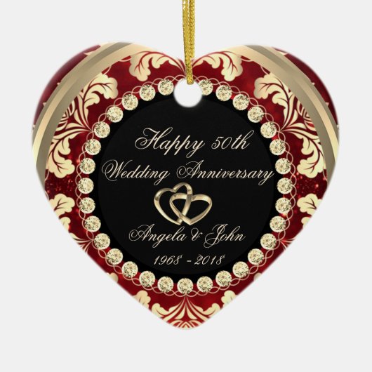 Elegant Diamonds 50th Wedding Jubileum Keramisch Ornament (Voorkant)