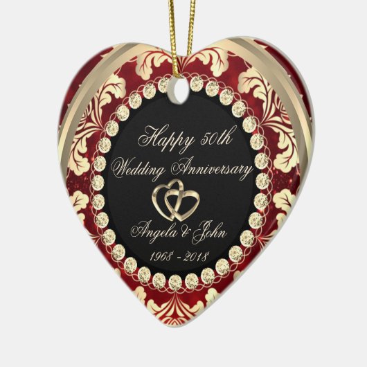 Elegant Diamonds 50th Wedding Jubileum Keramisch Ornament (Links)