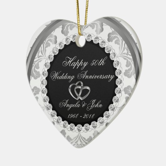 Elegant Diamonds 50th Wedding Jubileum Keramisch Ornament (Links)