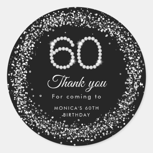 Elegant Diamonds 60e verjaardag Dank u Sticker (Voorkant)