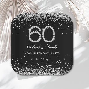 Elegant Diamonds 60ste Verjaardag Party Papier Bor Papieren Bordje