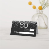 Elegant Diamonds 60th Birthday Party Place Card Plaatskaartje (Voorkant)