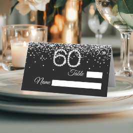 Elegant Diamonds 60th Birthday Party Place Card Plaatskaartje