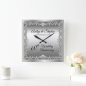Elegant Diamonds 60th Wedding Jubileum Vierkante Klok (Huis)