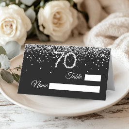 Elegant Diamonds 70th Birthday Party Place Card Plaatskaartje