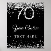 Elegant Diamonds 70th Birthday Party Table Sign Poster (Voorkant)