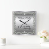 Elegant Diamonds 75th Wedding Jubileum Vierkante Klok (Huis)