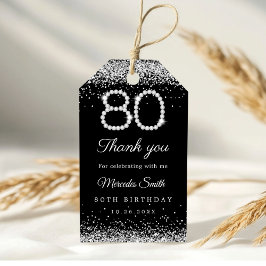 Elegant Diamonds 80ste Verjaardagsfeest Bedankt Cadeaulabel