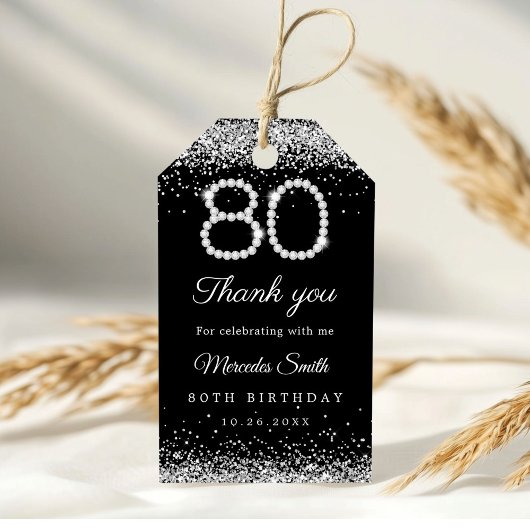 Elegant Diamonds 80ste Verjaardagsfeest Bedankt Cadeaulabel