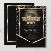 Elegant Diamonds Afstudeerder Pet Black Afstuderen Kaart (Voorkant / Achterkant)