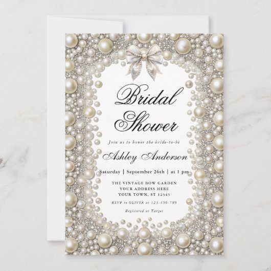 Elegant Diamonds and Pearls Vrijgezellenfeest Kaart (Voorkant)