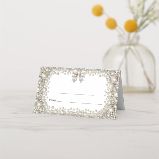Elegant Diamonds and Pearls Wedding Plaatskaartje (Achterkant)