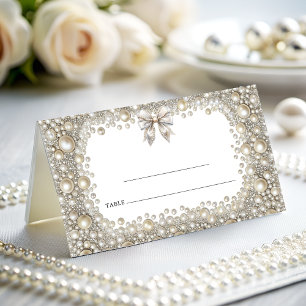 Elegant Diamonds and Pearls Wedding Plaatskaartje