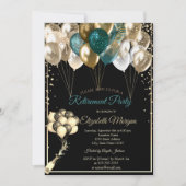 Elegant Diamonds Balloons Black Retirement Kaart (Voorkant)