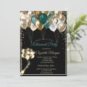 Elegant Diamonds Balloons Black Retirement Kaart (Staand voorkant)