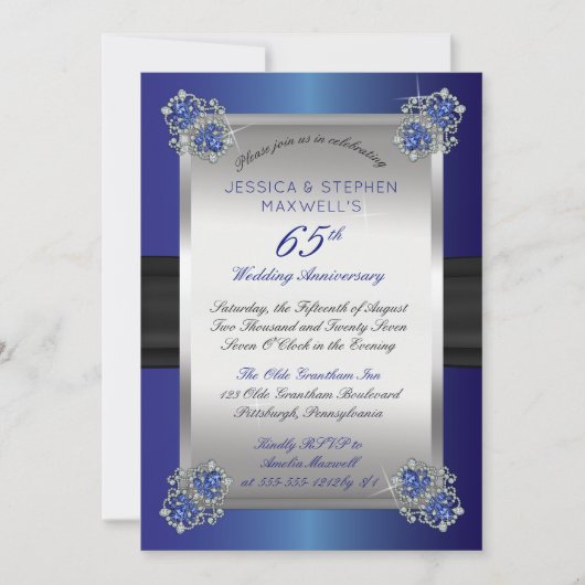 Elegant Diamonds | Blauwe spinel 65e Jubileum Kaart (Voorkant)