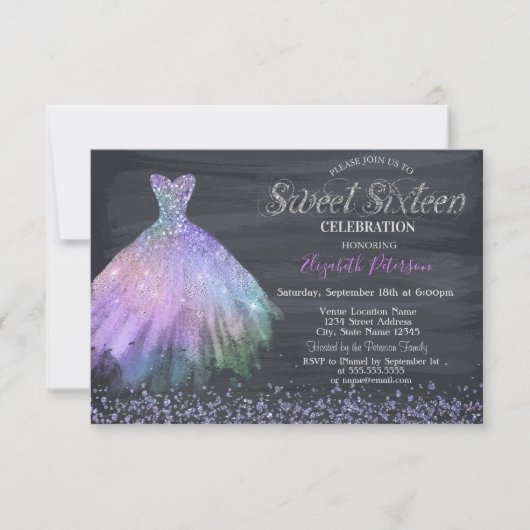 Elegant Diamonds Dress Black Sweet 16 in Kaart (Voorkant)