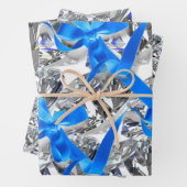 Elegant Diamonds en Blue Bows Inpakpapier Vel (In situ)