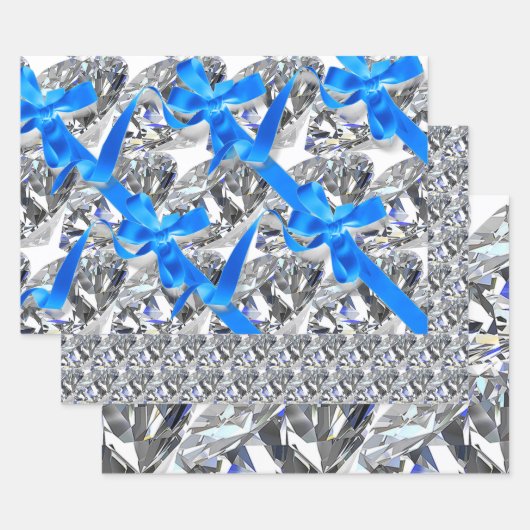 Elegant Diamonds en Blue Bows Inpakpapier Vel (Set)