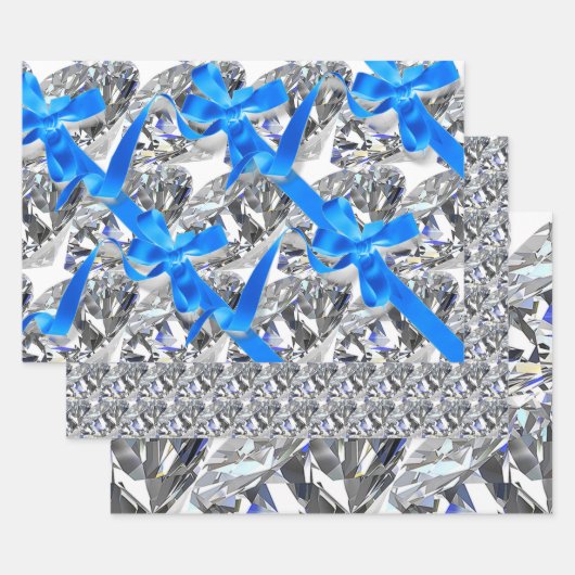 Elegant Diamonds en Blue Bows Inpakpapier Vel (Set)