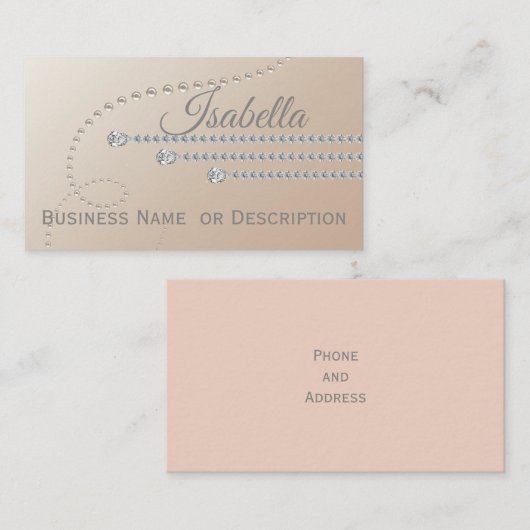 Elegant Diamonds en parels op beige Visitekaartje (Voorkant / Achterkant)