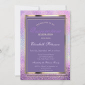 Elegant Diamonds Holographic Quinceañera Kaart (Voorkant)