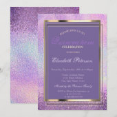 Elegant Diamonds Holographic Quinceañera Kaart (Voorkant / Achterkant)