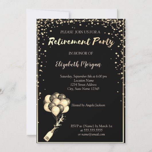 Elegant Diamonds Lijst, ballon, Pensioenpartij Kaart (Voorkant)