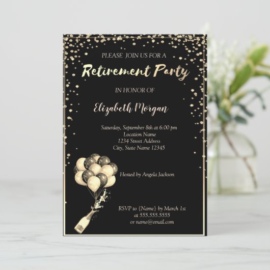 Elegant Diamonds Lijst, ballon, Pensioenpartij Kaart (Staand voorkant)