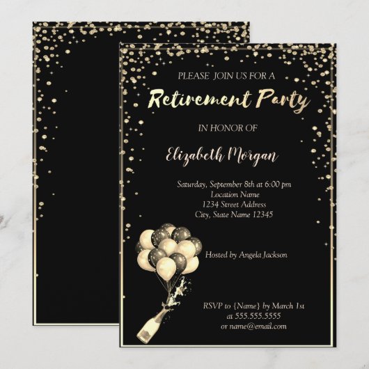 Elegant Diamonds Lijst, ballon, Pensioenpartij Kaart (Voorkant / Achterkant)