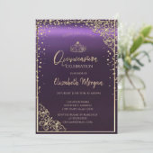 Elegant Diamonds Lijst Paars Quinceañera Kaart (Staand voorkant)