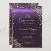 Elegant Diamonds Lijst Paars Quinceañera Kaart (Voorkant / Achterkant)