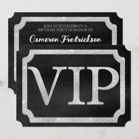 Elegant Diamonds op Black VIP Event Ticket Kaart (Voorkant / Achterkant)