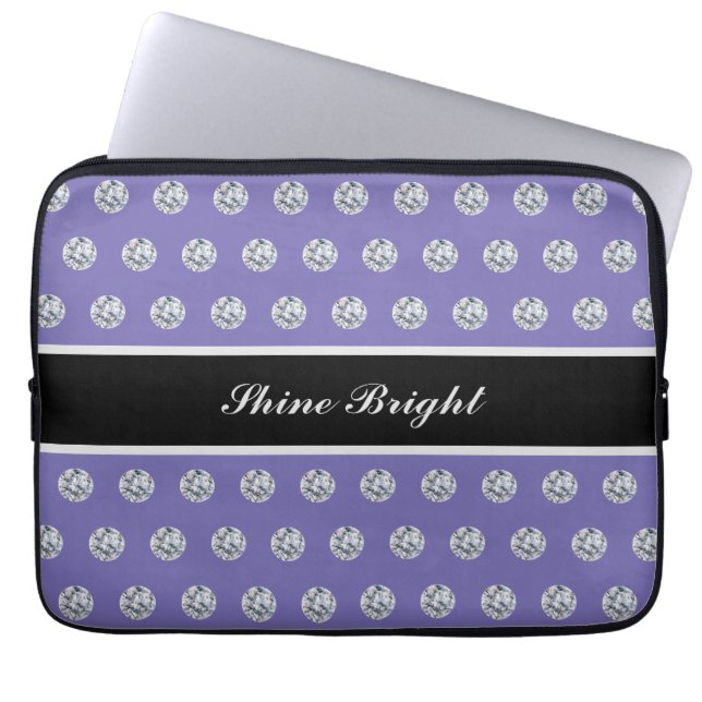 Elegant Diamonds op de Lavender Blue-laptop Laptop Sleeve (Voorkant)