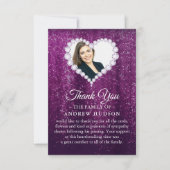 Elegant Diamonds Paars Funeral Hartelijk dank Bedankkaart (Voorkant)
