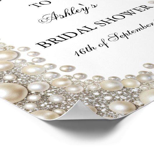 Elegant Diamonds & Pearls Vrijgezellenfeest Welkom Poster (Hoek)