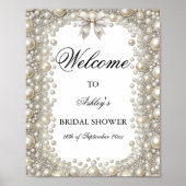 Elegant Diamonds & Pearls Vrijgezellenfeest Welkom Poster (Voorkant)