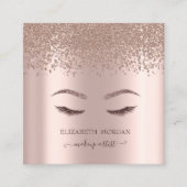 Elegant Diamonds Roos Gold Glitter Faux Lashes Vierkante Visitekaartje (Voorkant)